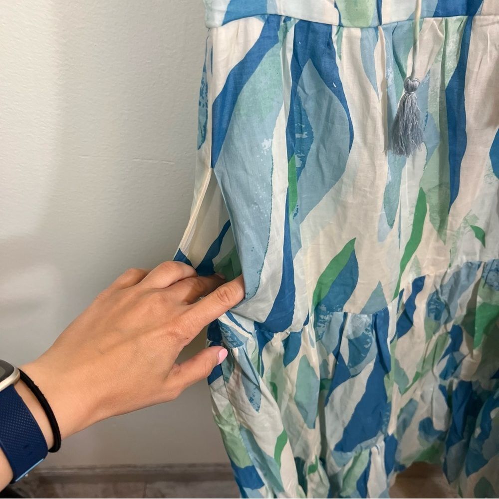 Elan Women’s Blue Green Ruffle Midi Dress Small NWT - Picture 7 of 13